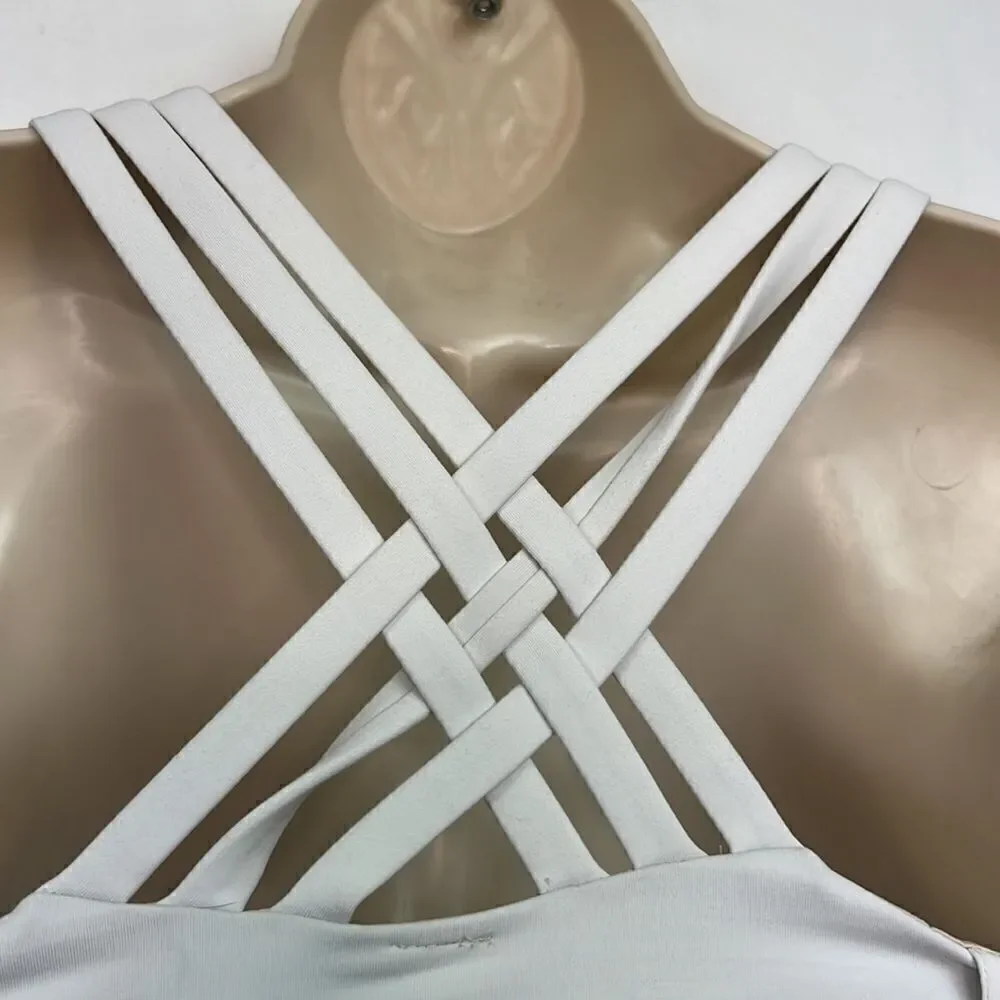 Lululemon white beat the heat cross cross tank with built in bra size 6 EUC